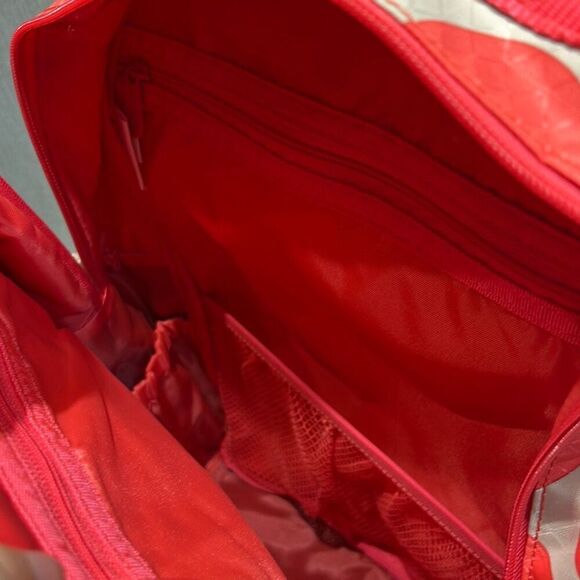 thirty-one Pink Gray Polka Dot Backpack "C" Embroidered School Dance Girls Kids - Picture 9 of 11